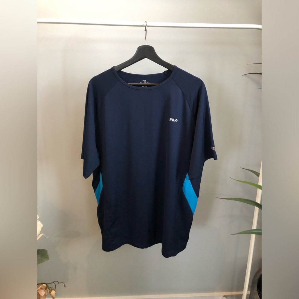 FILA Navy Short Sleeve Athletic Top with White Logo